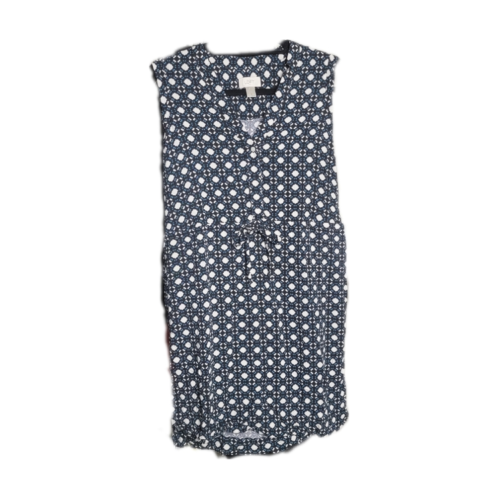 Ann Taylor Loft Sleeveless Dress Geometric Print With Pockets Size S